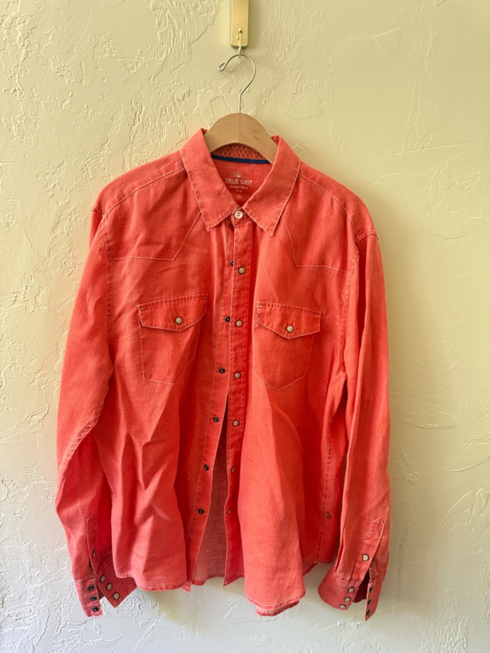True Grit Men's Coral Snap-Front Western Shirt